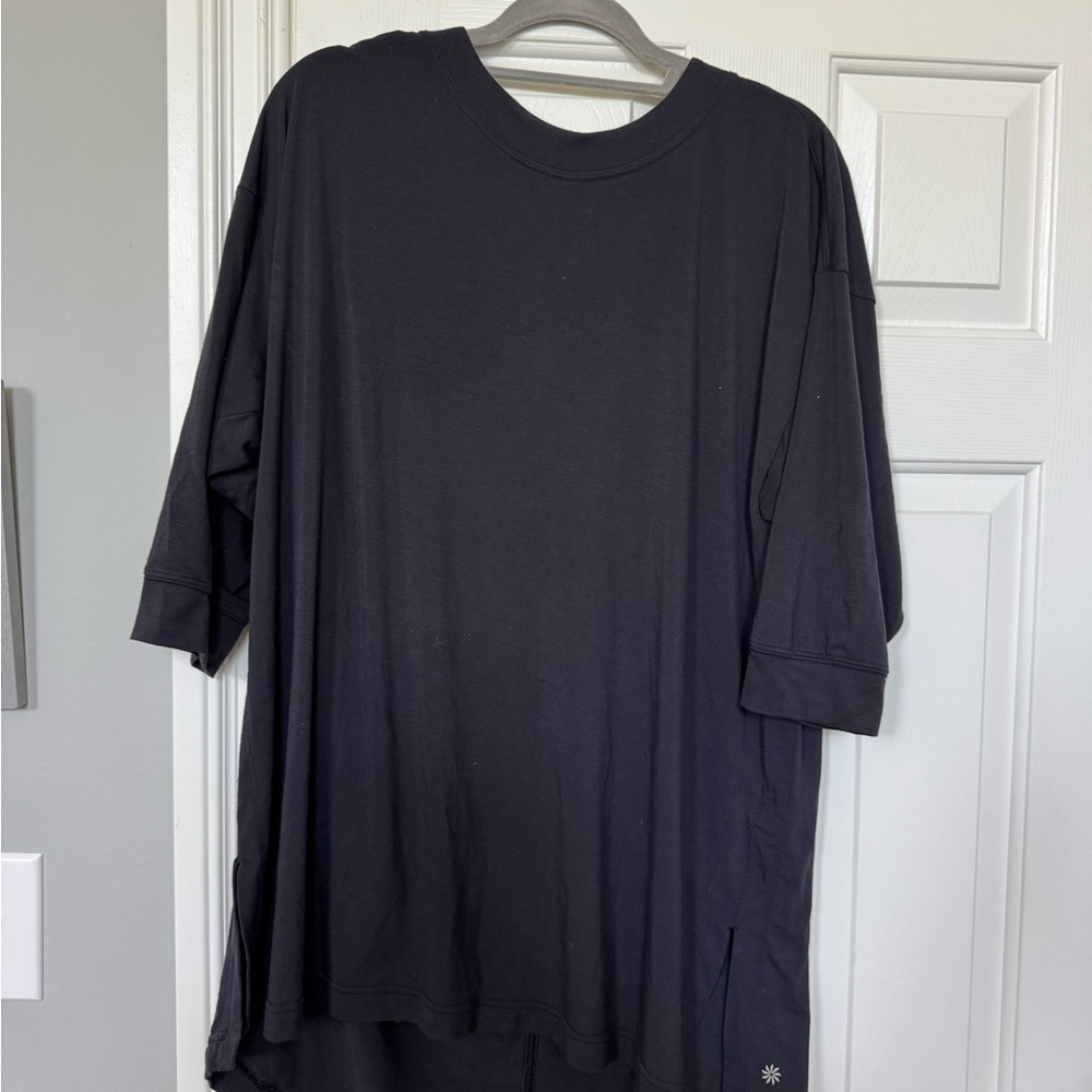 Athleta Black Oversized Mid-Sleeve Shirt